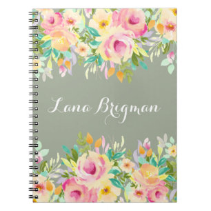 Espiral Caderno personalizado do Diário das flores da