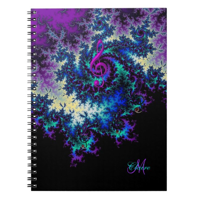 Espiral Caderno personalizado do Diário do Clef da música (Frente)