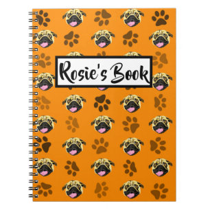 Espiral Caderno Personalizado do Pug Laranja