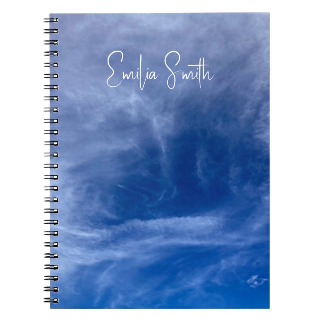 Espiral Caderno Personalizado Elegante Azul Céu (Frente)