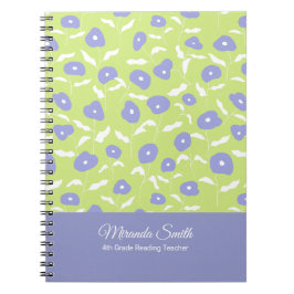 Espiral Caderno Personalizado Floral Azul e Verde Moderno