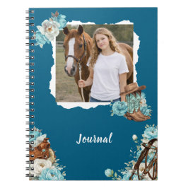 Espiral Caderno Personalizado Floral Cavalo Ocidental