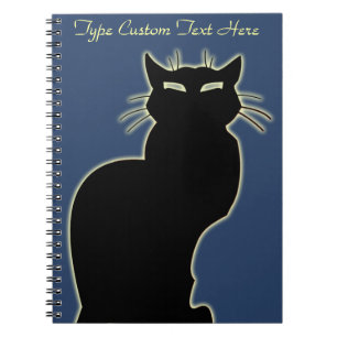 Espiral Caderno Personalizado Gato Preto Arte de Gato Cade
