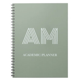 Espiral Caderno Personalizado Geométrico Verde Sage Minima
