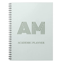 Espiral Caderno Personalizado Geométrico Verde Sage Minima