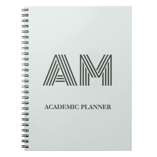 Espiral Caderno Personalizado Geométrico Verde Sage Minima (Frente)