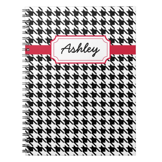 Espiral Caderno Personalizado Houndstooth Diário Escolar (Frente)
