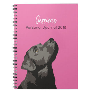 Espiral Caderno personalizado Labrador preto do Diário