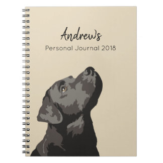 Espiral Caderno personalizado Labrador preto do Diário
