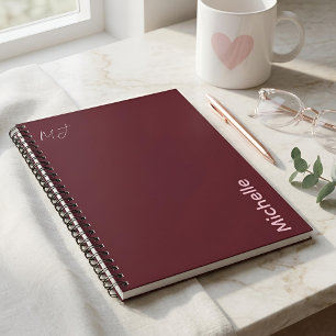 Espiral Caderno Personalizado Minimalista Burgundy & Rosa