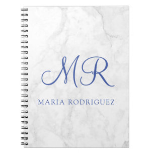 Espiral Caderno Personalizado Minimalista Mármore Branco