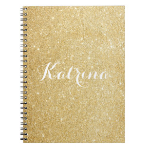 Espiral Caderno personalizado moderno do brilho Dourado do