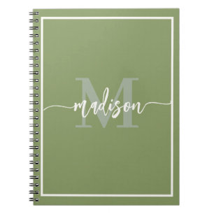 Espiral Caderno Personalizado Moderno em Verde Sage