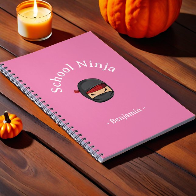 Espiral Caderno personalizado Ninja da escola capa rosa ki (Criador carregado)