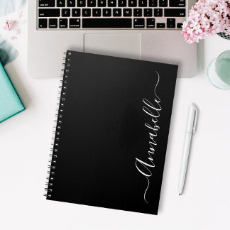 Espiral Caderno Personalizado Nome Preto e Branco