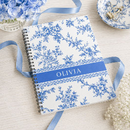 Espiral Caderno Personalizado Nome Toile Azul