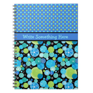 Espiral Caderno Personalizado: Padrão Azul Lua Excêntrico