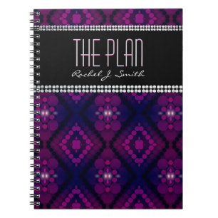 Espiral Caderno Personalizado Padrão Roxo Luzes Deusa