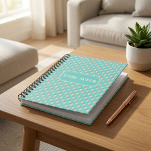 Espiral Caderno Personalizado Pérola e Turquesa