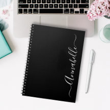 Caderno Personalizado Preto e Branco Nome