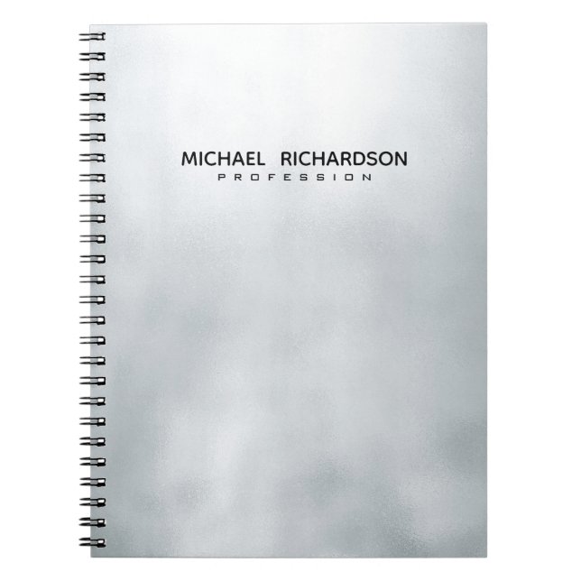 Espiral Caderno Personalizado Preto Prata Masculino Elegan (Frente)