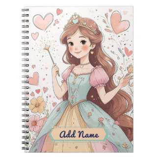 Espiral Caderno Personalizado Princesa Pastel