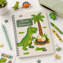 Caderno Personalizado T-Rex Dinossauro Fofo Escola