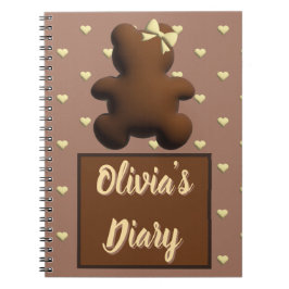 Espiral Caderno personalizado urso de chocolate fofo