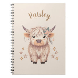 Espiral Caderno Personalizado Vaca das Terras Altas Fofa