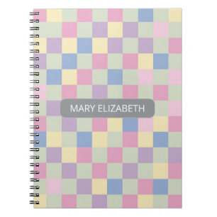 Espiral Caderno Personalizado Xadrez Pastel Macio