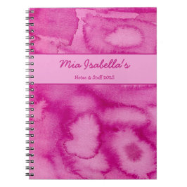 Espiral Caderno Personalizável Blooms Rosa em Aquarela