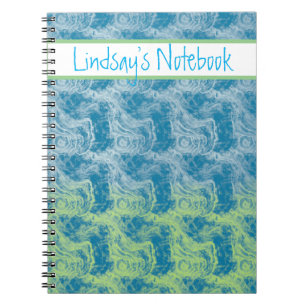 Espiral Caderno Personalizável com Redemoinho Azul e Verde