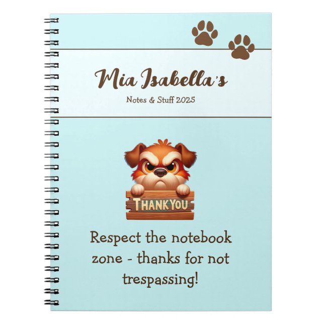 Espiral Caderno Personalizável de Cachorro Engraçado Agrad (Frente)