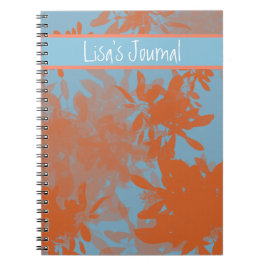 Espiral Caderno Personalizável Folha Laranja e Azul