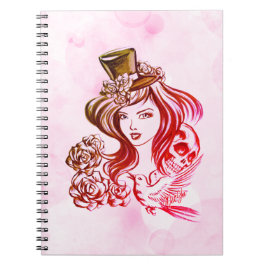 Espiral Caderno pintado mão da arte do café elegante do