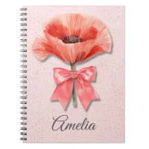 Caderno Poppy Coquette | Diário Floral Rosa