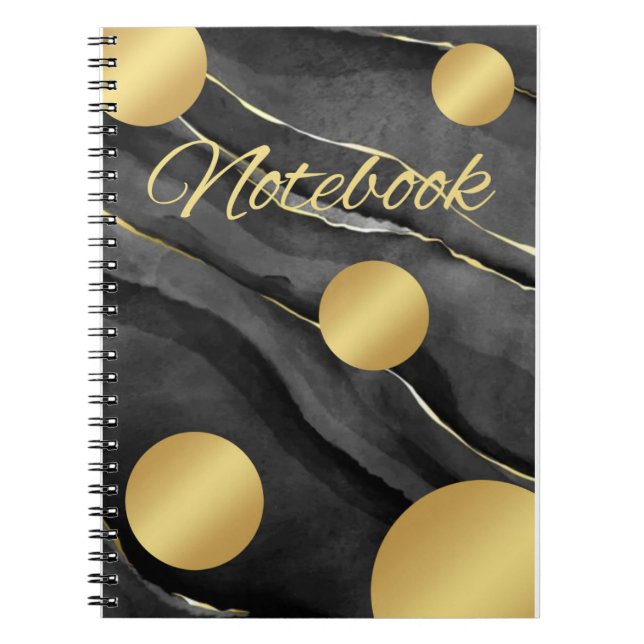 Espiral Caderno preto com pontos dourados (Frente)