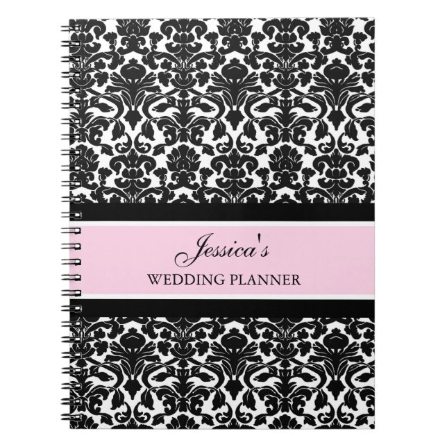 Espiral Caderno preto cor-de-rosa conhecido feito sob (Frente)