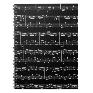 Espiral Caderno preto da partitura