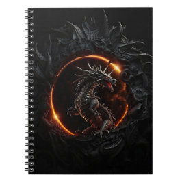 Espiral Caderno Preto Eclipse Solar Dragão Gótico