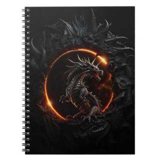 Espiral Caderno Preto Eclipse Solar Dragão Gótico