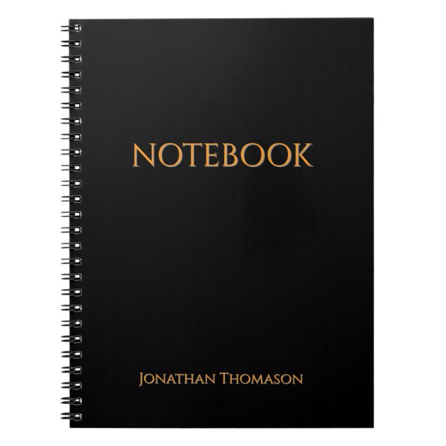 Espiral Caderno Preto Nome Personalizado (Frente)
