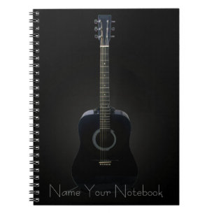 Espiral Caderno preto personalizado da música da guitarra