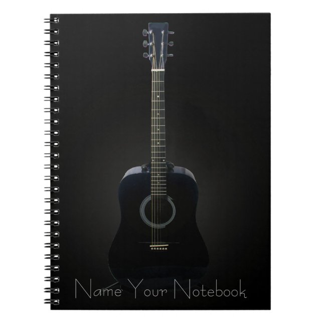 Espiral Caderno preto personalizado da música da guitarra (Frente)