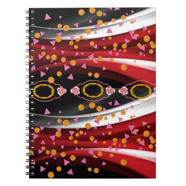 Espiral Caderno Preto Vermelho Abstrato (Frente)