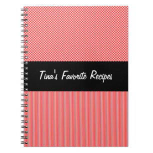 Espiral Caderno preto, vermelho, e branco da receita