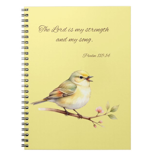 Espiral Caderno Psalm 118:14 Yellow Bird (Frente)