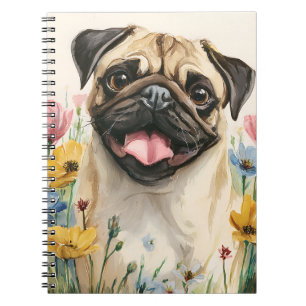 Espiral Caderno Pug – Aquarela