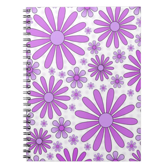 Espiral Caderno Purple Flower Power em Branco (Frente)