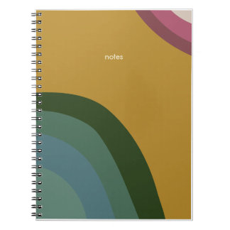 Espiral Caderno Retro Dourado Arco-íris